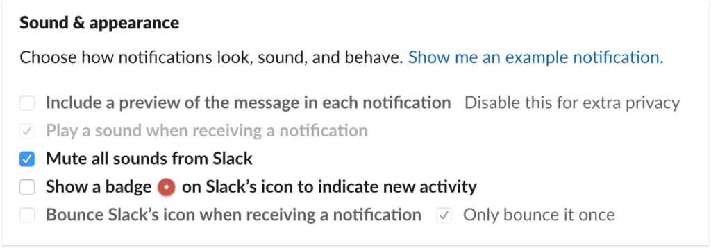 Mute all sounds from Slack
